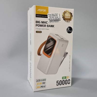 Power Bank Aspor A350 Big Mac 50000mAh Fast Charge (QC+PD) 22.5W- чорний Power Bank Aspor A350 Big Mac 50000mAh Fast Charge (QC+PD) 22.5W- чорний