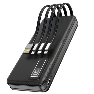 Power Bank Aspor A300 10000mAh 2.4A+ cable USB/Micro/Lightning/Type-C- чорний Power Bank Aspor A300 10000mAh 2.4A+ cable USB/Micro/Lightning/Type-C- чорний