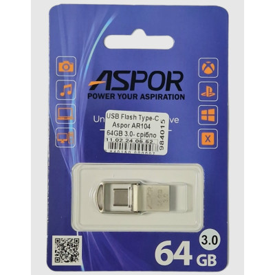 Type-C Flash Aspor AR104 64GB 3.0- срібло
