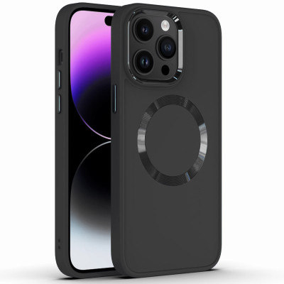 Накладка шкіряна Bonbon Leather Metal Style with Magnetic для iPhone 15- чорний