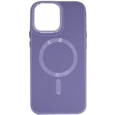 Накладка шкіряна Bonbon Leather Metal Style with Magnetic для iPhone 15 Pro- сіра лаванда