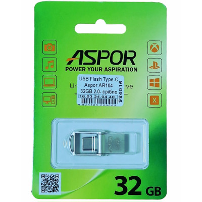 Type-C Flash Aspor AR104 32GB 2.0- срібло