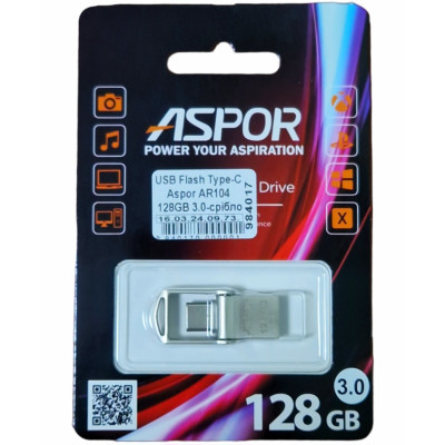 Type-C Flash Aspor AR104 128GB 3.0- срібло