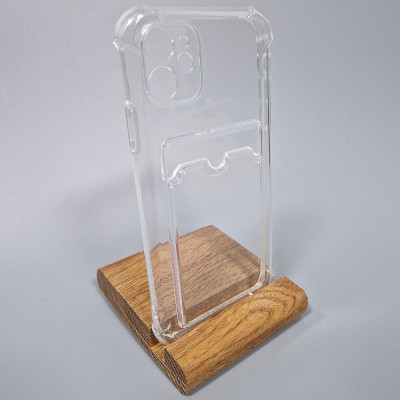 Накладка Transparent TPU з бронь кутами для iPhone 12 з кишенею для карт- прозорий Накладка Transparent TPU з бронь кутами для iPhone 12 з кишенею для карт- прозорий