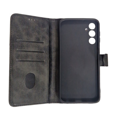 Чохол-книжка Leather Folio New для Samsung A15 4G (магнітна застібка)- чорний