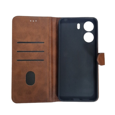 Чохол-книжка Leather Folio New для Xiaomi Redmi 13C 4G / Poco C65 (магнітна застібка)- коричневий