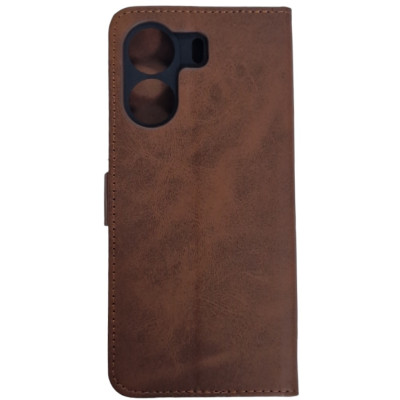 Чохол-книжка Leather Folio New для Xiaomi Redmi 13C 4G / Poco C65 (магнітна застібка)- коричневий