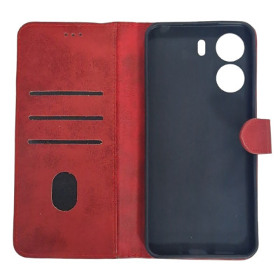 Чохол-книжка Leather Folio New для Xiaomi Redmi 13C 4G / Poco C65 (магнітна застібка)- червоний