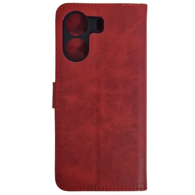Чохол-книжка Leather Folio New для Xiaomi Redmi 13C 4G / Poco C65 (магнітна застібка)- червоний