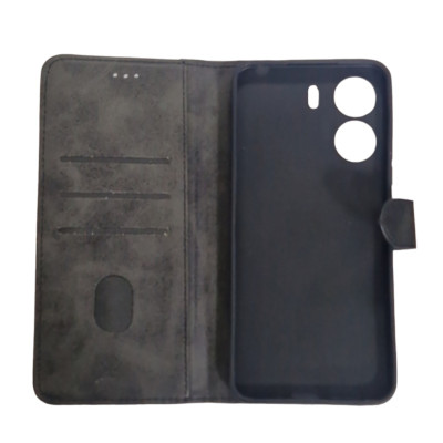 Чохол-книжка Leather Folio New для Xiaomi Redmi 13C 4G / Poco C65 (магнітна застібка)- чорний