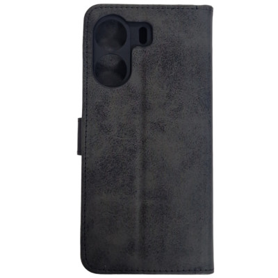 Чохол-книжка Leather Folio New для Xiaomi Redmi 13C 4G / Poco C65 (магнітна застібка)- чорний