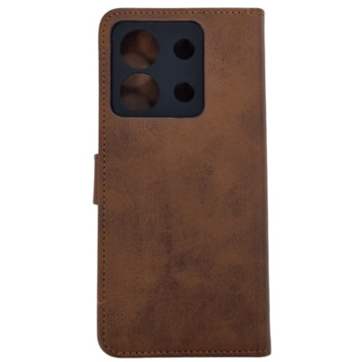 Чохол-книжка Leather Folio New для Xiaomi Redmi Note 13 5G (магнітна застібка)- коричневий