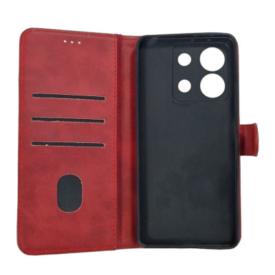 Чохол-книжка Leather Folio New для Xiaomi Redmi Note 13 Pro 5G / Poco X6 (магнітна застібка)- червоний