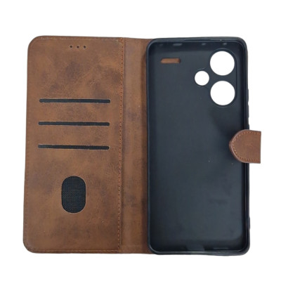 Чохол-книжка Leather Folio New для Xiaomi Redmi Note 13 Pro Plus 5G (магнітна застібка)- коричневий