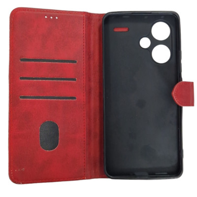 Чохол-книжка Leather Folio New для Xiaomi Redmi Note 13 Pro Plus 5G (магнітна застібка)- червоний