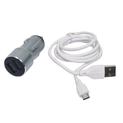 Автомобільний зарядний пристрій Aspor A931 Metal Fast Charge (2USB / 2.4A) + USB кабель Micro- сірий Автомобільний зарядний пристрій Aspor A931 Metal Fast Charge (2USB / 2.4A) + USB кабель Micro- сірий