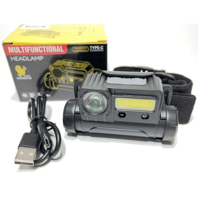 Ліхтарик налобний BL 123 COB+USB Charge