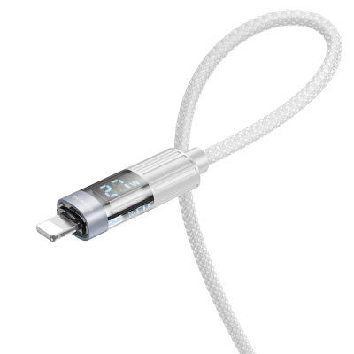 USB-C кабель Borofone BU46 Basic PD27W Type-C to Lightning with display 1.2m- сірий