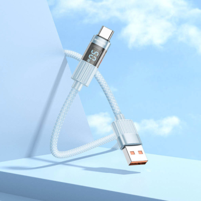 USB кабель Borofone BU46 5A Type-C with display 1.2m- сірий