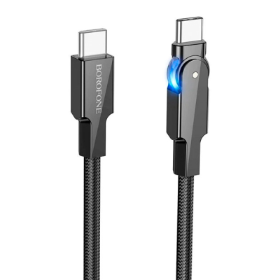 USB-C кабель Borofone BU41 Kelly PD60W (поворотний 360` / LED indicator) Type-C to Type-C 1.2m- чорний USB-C кабель Borofone BU41 Kelly PD60W (поворотний 360` / LED indicator) Type-C to Type-C 1.2m- чорний