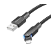 USB кабель Borofone BU41 Kelly 2.4A (поворотний 360` / LED indicator) Lightning 1.2m- чорний
