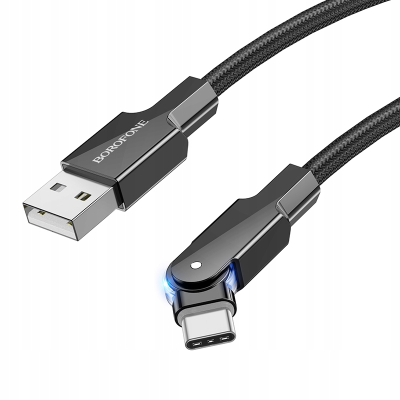 USB кабель Borofone BU41 Kelly PD 3A (поворотний 360` / LED indicator) Type-C 1.2m- чорний USB кабель Borofone BU41 Kelly PD 3A (поворотний 360` / LED indicator) Type-C 1.2m- чорний
