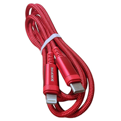 USB-C кабель Borofone BU38 PD 20W LED charging indicator 1.2m Type-C to Lightning - червоний