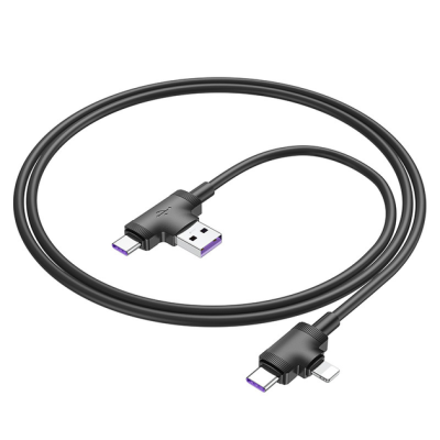 Кабель Borofone BX73 60W 4в1 (USB/Type-C to Type-C/Lightning) 1m- білий
