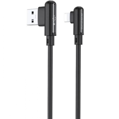 USB кабель Borofone BX58 кутовий (1m / 2.4A) Lightning- чорний