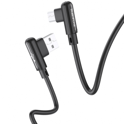 USB кабель Borofone BX58 кутовий (1m / 2.4A) Micro USB- чорний