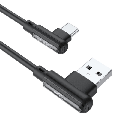 USB кабель Borofone BX58 кутовий (1m / 3A) Type-C- чорний USB кабель Borofone BX58 кутовий (1m / 3A) Type-C- чорний
