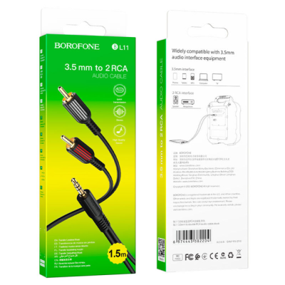 Кабель Borofone BL11 3.5mm/2RCA 1.5m- чорний