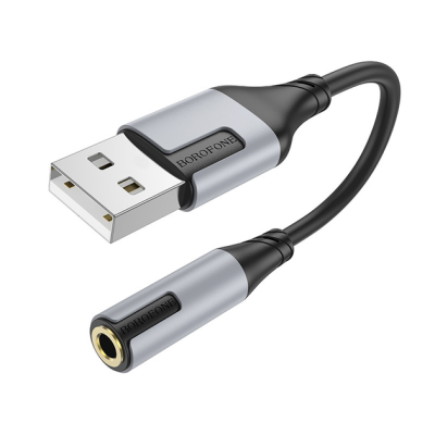 Зовнішня звукова карта Borofone BV19 USB to 3.5mm 15см- чорний