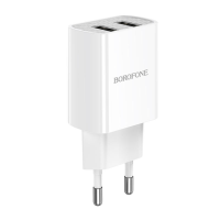 Мережевий зарядний пристрій BOROFONE BA53A (2USB/2.1A)- білий Мережевий зарядний пристрій BOROFONE BA53A (2USB/2.1A)- білий