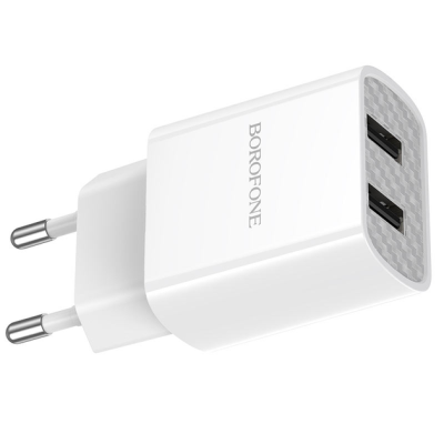 Мережевий зарядний пристрій BOROFONE BA53A (2USB/2.1A)- білий