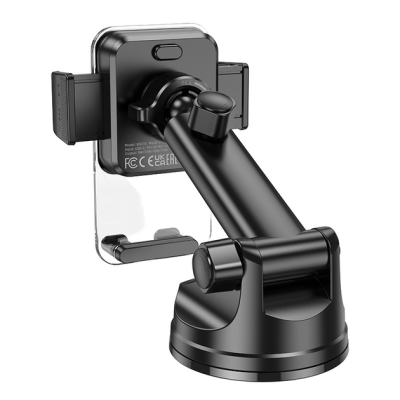 Holder (автотримач) Borofone BH210 15W механічний з бездротовою зарядкою (кріплення на скло або панель) transparent