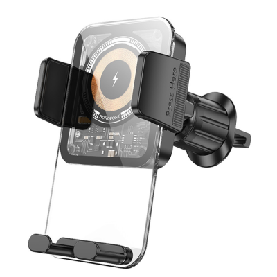 Holder (автотримач) Borofone BH209 Riley 15W механічний з бездротовою зарядкою (кріплення у решітку) transparent Holder (автотримач) Borofone BH209 Riley 15W механічний з бездротовою зарядкою (кріплення у решітку) transparent