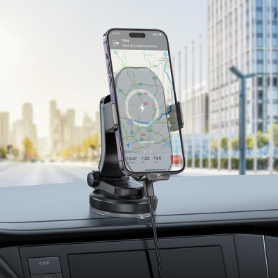 Holder (автотримач) Borofone H206 15W механічний з бездротовою зарядкою (кріплення на скло) Holder (автотримач) Borofone H206 15W механічний з бездротовою зарядкою (кріплення на скло)
