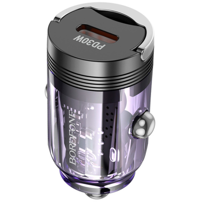 Автомобільний зарядний пристрій Borofone BZ29 Ray PD30W (UCB-C) transparent- фіолетовий