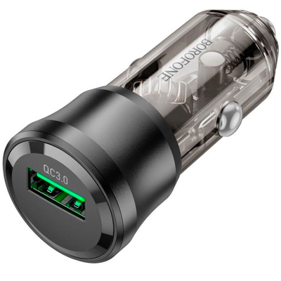 Автомобільний зарядний пристрій Borofone BZ23 18W QC3.0 (1USB) transparent- чорний