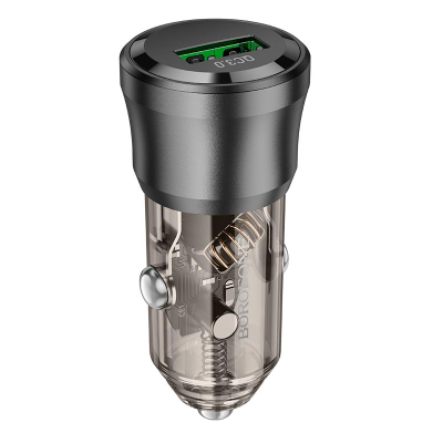 Автомобільний зарядний пристрій Borofone BZ23 18W QC3.0 (1USB) transparent + кабель Micro- чорний