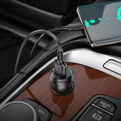 Автомобільний зарядний пристрій Borofone BZ23 18W QC3.0 (1USB) transparent + кабель Micro- чорний