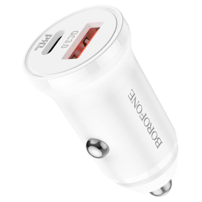 Автомобільний зарядний пристрій Borofone BZ18A PD20W+QC3.0 (USB-A / UCB-C)- білий Автомобільний зарядний пристрій Borofone BZ18A PD20W+QC3.0 (USB-A / UCB-C)- білий