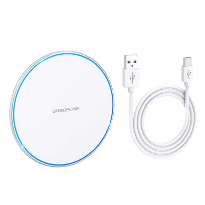Бездротовий зарядний пристрій Borofone BQ3 Pro 15W швидка зарядка PD/ QC- срібло