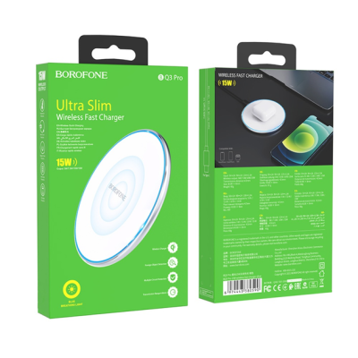 Бездротовий зарядний пристрій Borofone BQ3 Pro 15W швидка зарядка PD/ QC- срібло