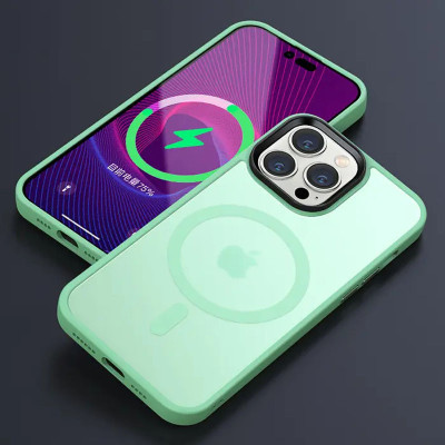 Накладка Metal Buttons with Magnetic Colorful для iPhone 14 Pro Max (6.7``)- м`ятний Накладка Metal Buttons with Magnetic Colorful для iPhone 14 Pro Max (6.7``)- м`ятний