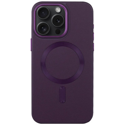 Накладка шкіряна Bonbon Leather Metal Style with Magnetic для iPhone 13- фіолетовий