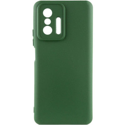 Накладка (з мікрофіброю) Silicone Cover My Color Full Camera для Xiaomi 11T / 11T Pro- темно-зелений