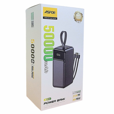 Power Bank Aspor A319 50000mAh Fast Charge (QC+PD) 22.5W- білий Power Bank Aspor A319 50000mAh Fast Charge (QC+PD) 22.5W- білий