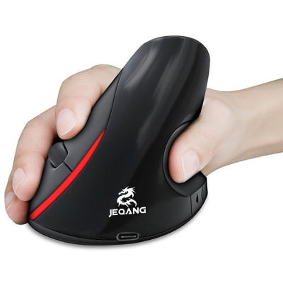 Миша бездротова вертикальна JEQANG JW-581 2.4G- чорний